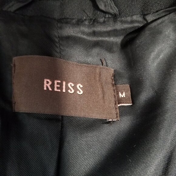 Reiss Capulet Black 100% Wool Peacoat Jacket Size Medium - Picture 7 of 7